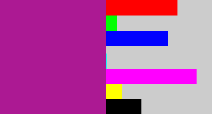 Hex color #ac1993 - barney purple