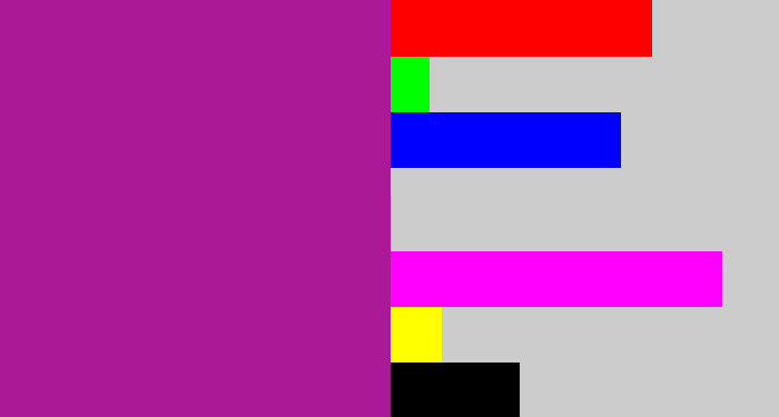 Hex color #ac1996 - barney purple