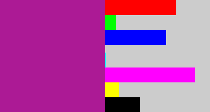 Hex color #ac1a95 - barney purple