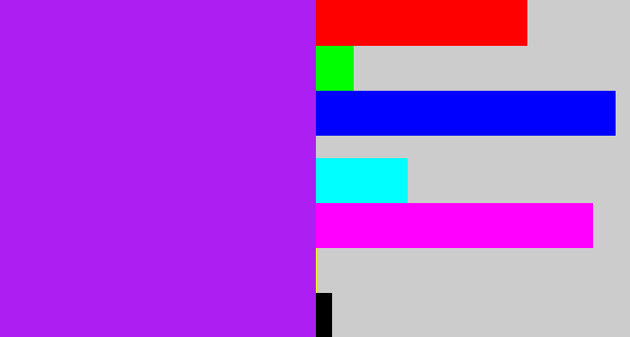 Hex color #ac1ef1 - electric purple