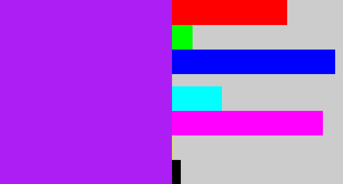 Hex color #ac1ef3 - electric purple