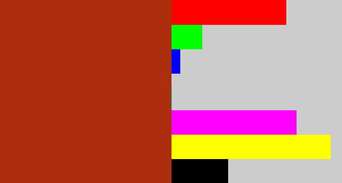 Hex color #ac2e0c - rusty red