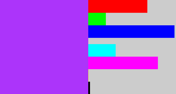 Hex color #ac34fa - electric purple