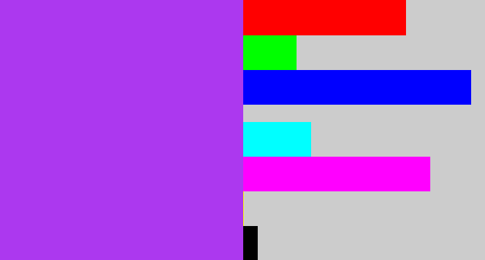 Hex color #ac38ef - electric purple
