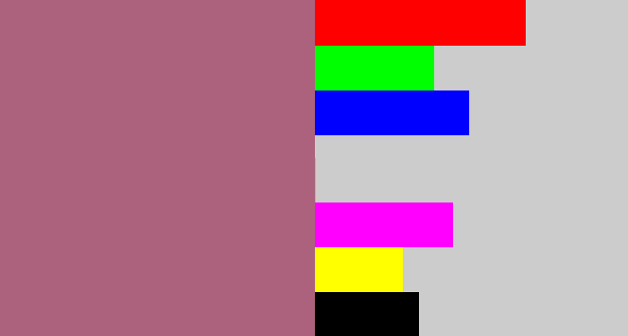 Hex color #ac617c - mauve