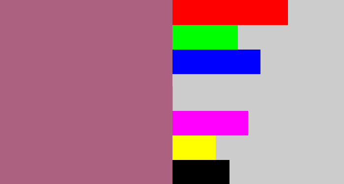 Hex color #ac6181 - mauve