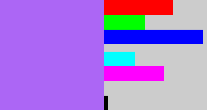 Hex color #ac66f5 - light urple