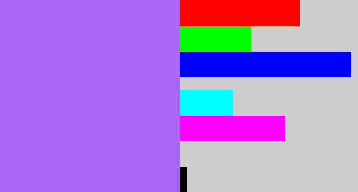 Hex color #ac66f6 - light urple