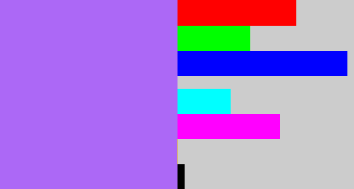 Hex color #ac68f6 - light urple