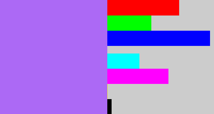 Hex color #ac69f5 - light urple