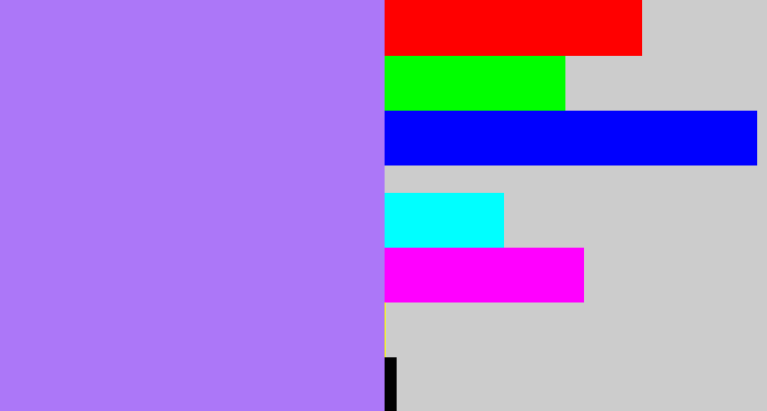 Hex color #ac77f8 - light urple