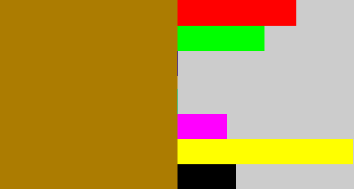 Hex color #ac7c01 - mustard brown