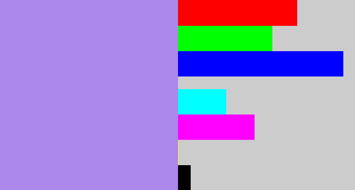 Hex color #ac87ec - light purple