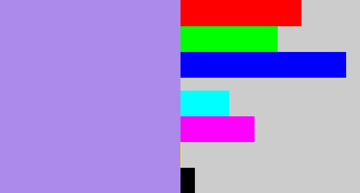 Hex color #ac8aeb - pale purple