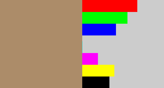 Hex color #ac8c69 - pale brown