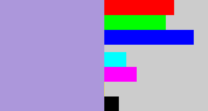 Hex color #ac97db - pale purple