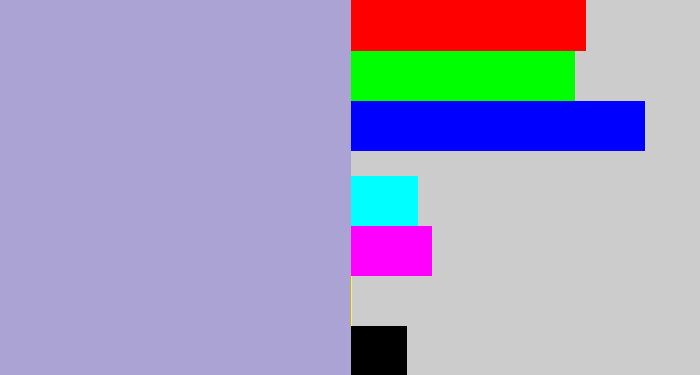Hex color #aca3d5 - pale purple