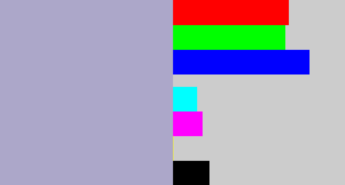 Hex color #aca7c9 - pale purple
