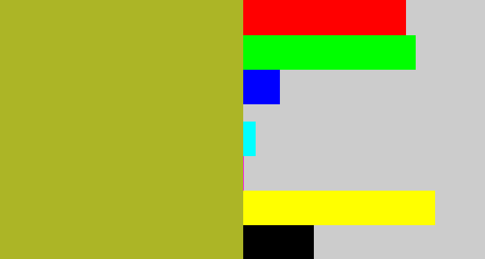 Hex color #acb526 - pea