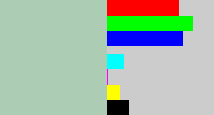Hex color #acccb4 - light grey green