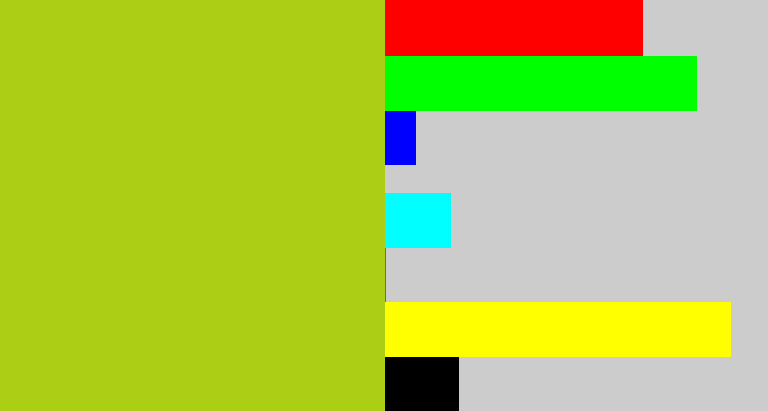 Hex color #accf15 - yellowish green