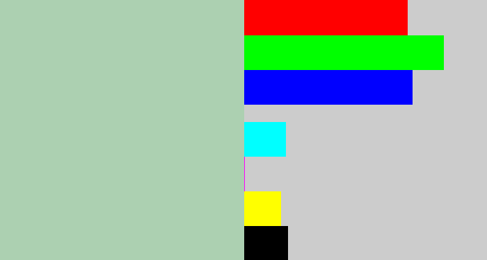 Hex color #acd0b1 - light grey green