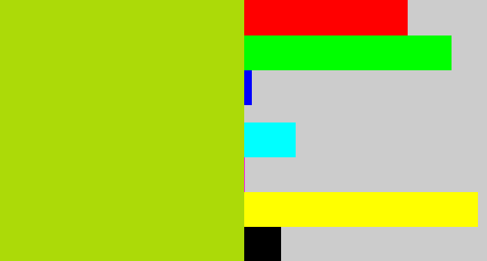 Hex color #acda08 - yellowish green