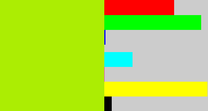 Hex color #aced03 - lemon green