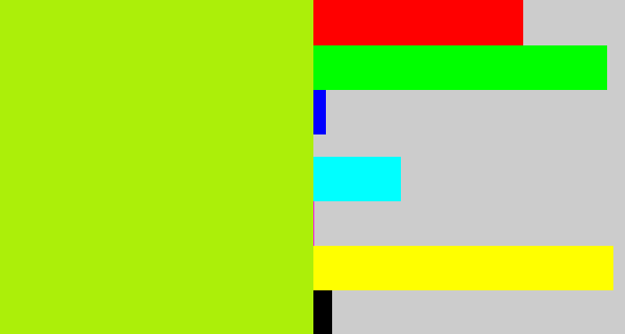 Hex color #acef09 - lemon green