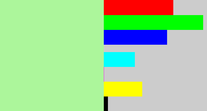 Hex color #acf69b - pale light green