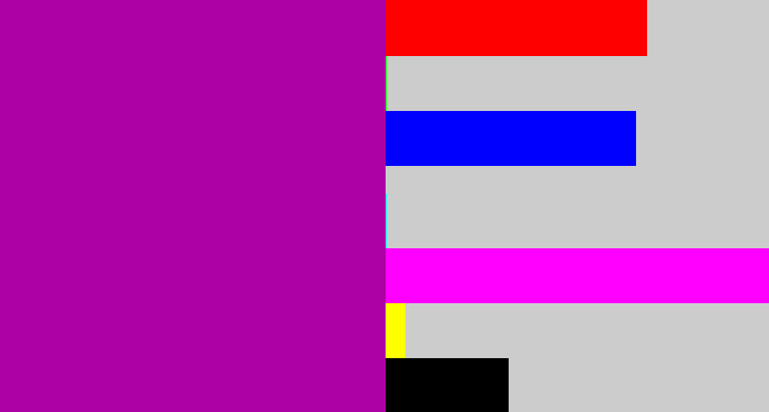 Hex color #ad00a5 - barney purple