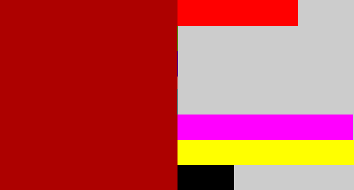 Hex color #ad0100 - darkish red