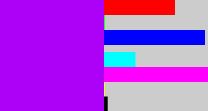Hex color #ad01f7 - bright violet