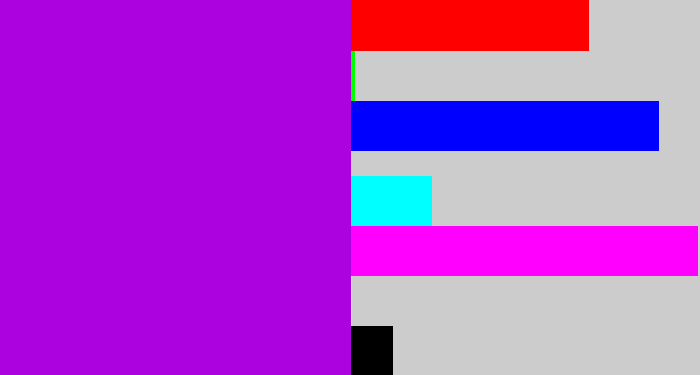 Hex color #ad02e0 - vibrant purple
