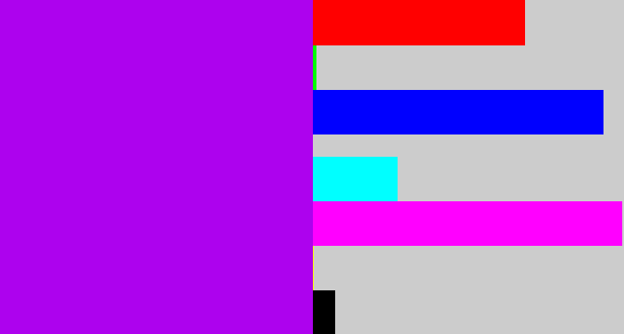 Hex color #ad02ee - vibrant purple