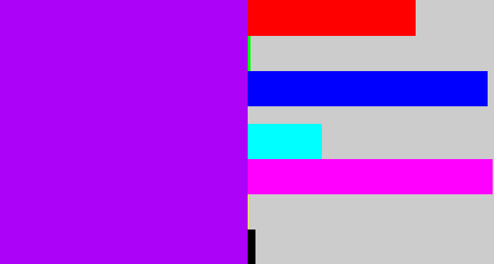 Hex color #ad02f8 - bright violet