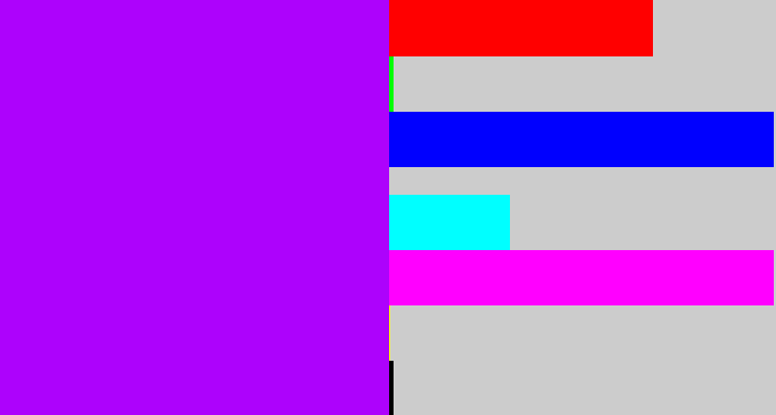Hex color #ad02fc - bright violet