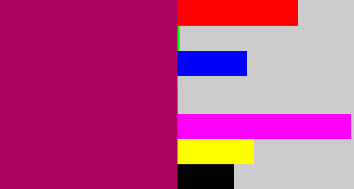 Hex color #ad0363 - deep magenta