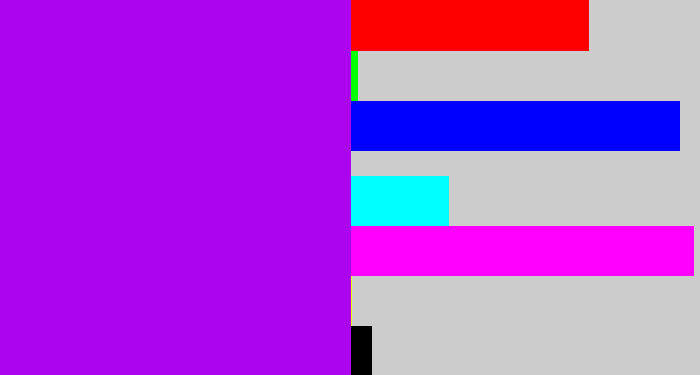 Hex color #ad04f0 - bright violet