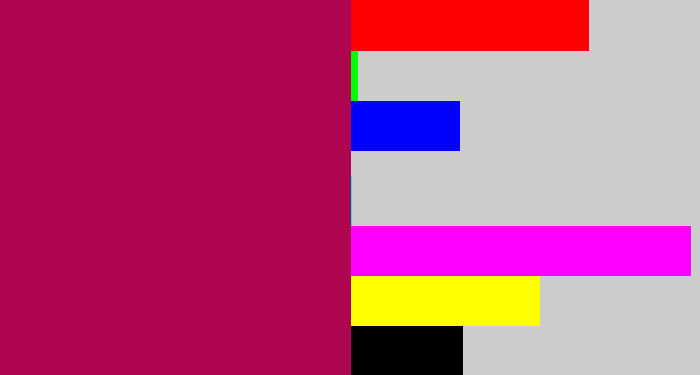 Hex color #ad0550 - purplish red