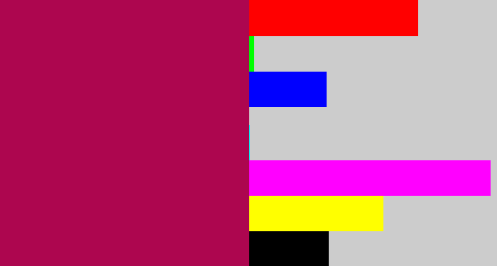 Hex color #ad064f - purplish red