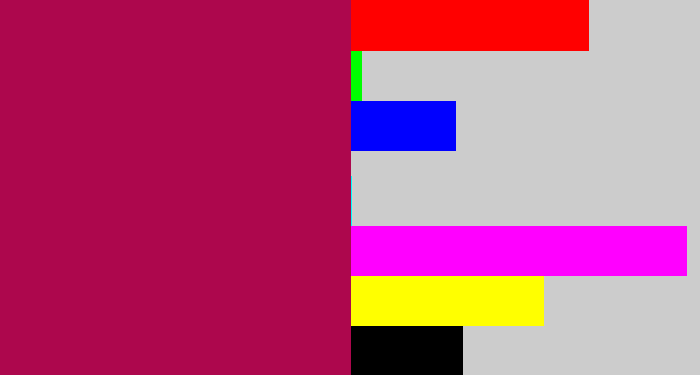 Hex color #ad074d - purplish red