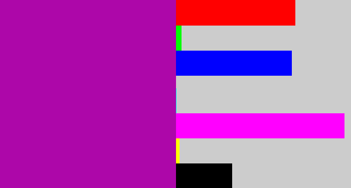 Hex color #ad07a9 - barney purple