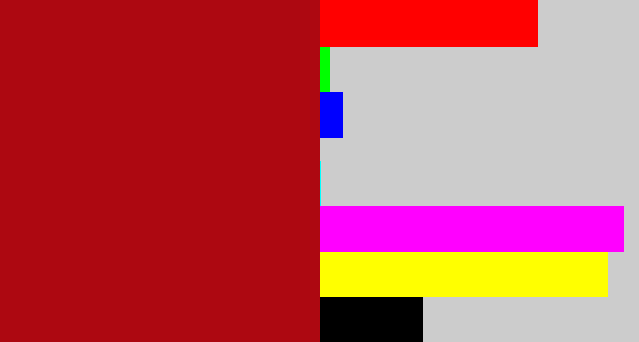 Hex color #ad0811 - darkish red