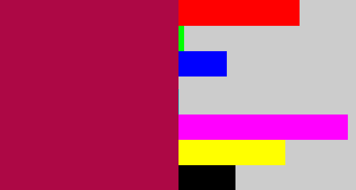 Hex color #ad0845 - purplish red