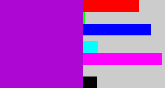 Hex color #ad08d3 - vibrant purple