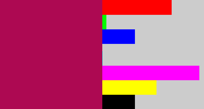 Hex color #ad0952 - purplish red