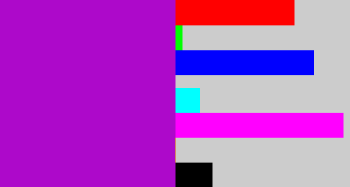 Hex color #ad09ca - vibrant purple