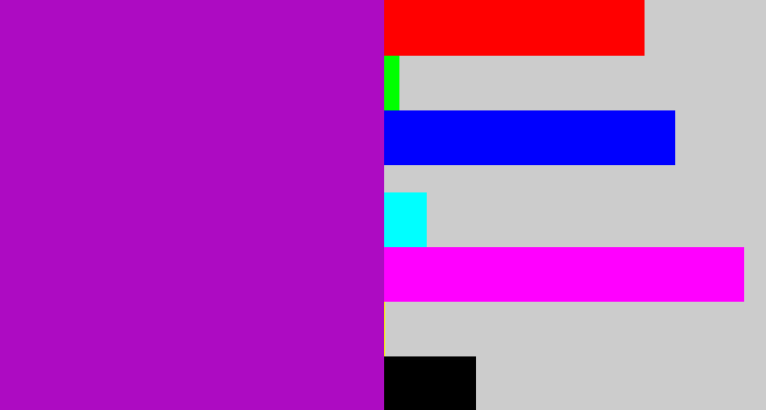 Hex color #ad0bc2 - barney