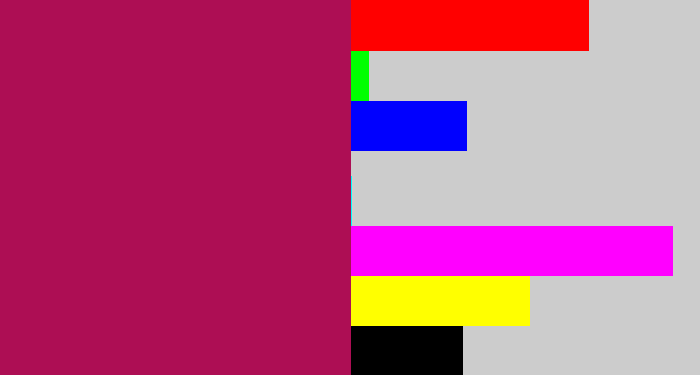 Hex color #ad0e54 - purplish red